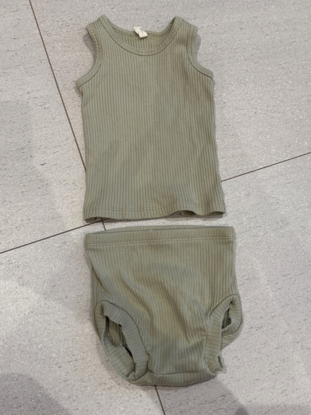 Quincy Mae Ribbed Tank & Bloomer Set - Sage